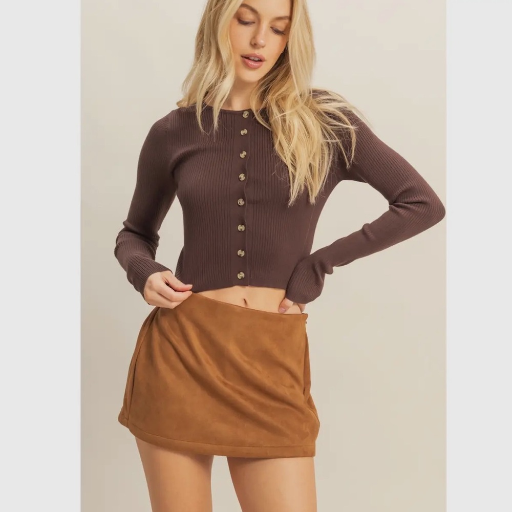 Button-Up Ribbed Knit Top- nwt - Picture 5 of 5